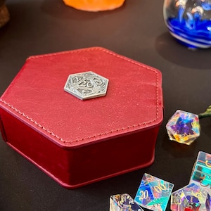 D20 Dice box | Vault | Dungeons and Dragons | Pathfinder | DnD Dice | Hexagonal | Vegan Leather