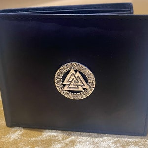 Cartera de cuero DnD Vikings Valknut para hombre, hermosa cartera de napa con monedero, regalo DnD para mazmorras y dragones o regalo vikingo