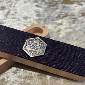 Dice Vault | Dungeons and Dragons | Gold D20 | Purple Dragon Scale leather on lid | DnD | Dungeon Gifts RPG Gift