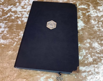 Journal D20 Black Notebook l Journal for Dungeons and Dragons l Pathfinder l RPG l Vegan Leather