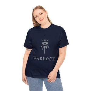 Warlock | Unisex Class T-shirt | Dungeons and Dragons Style | Pathfinder | Fantastic Gift | Metal D20 Shirt | Dragon Dice Shirt