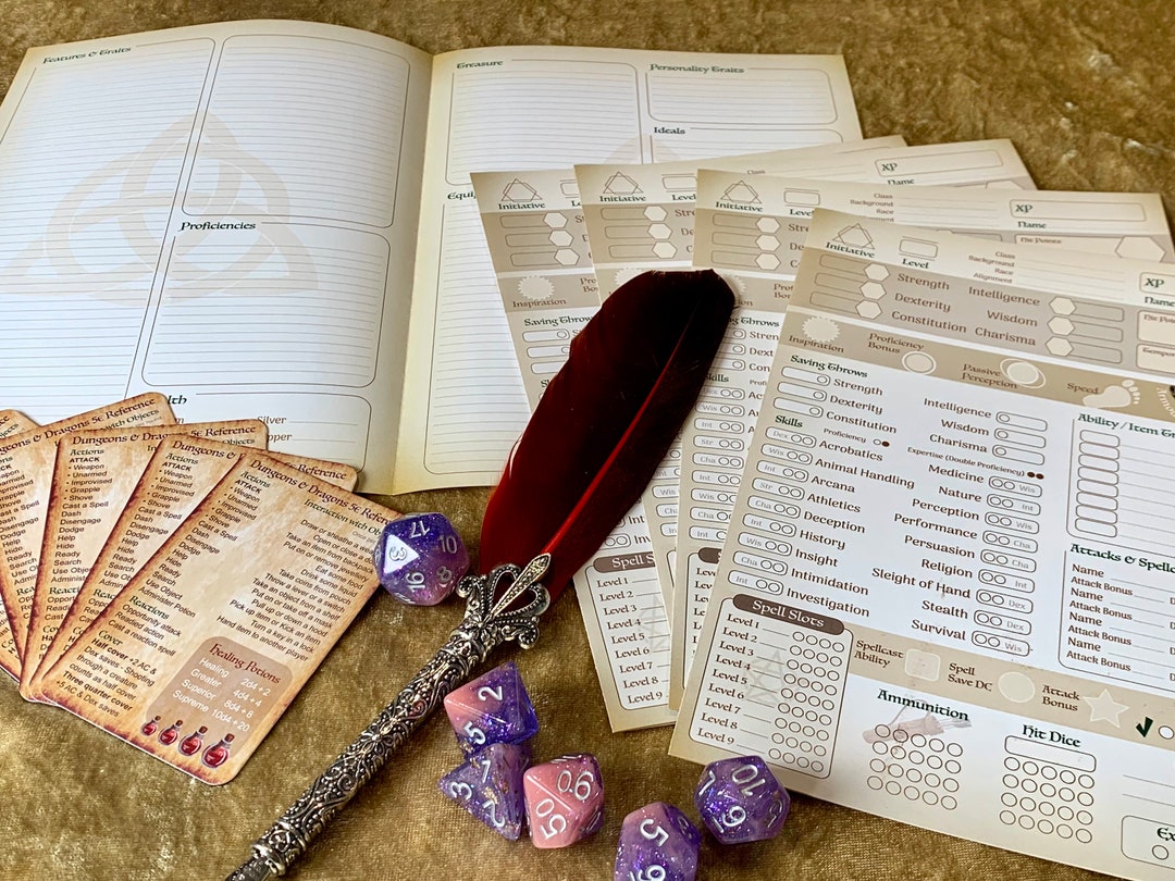 Dnd Character Reference Dnd 5e Character Sheets & Game Reference Cards (A5 Booklet) - Etsy UK