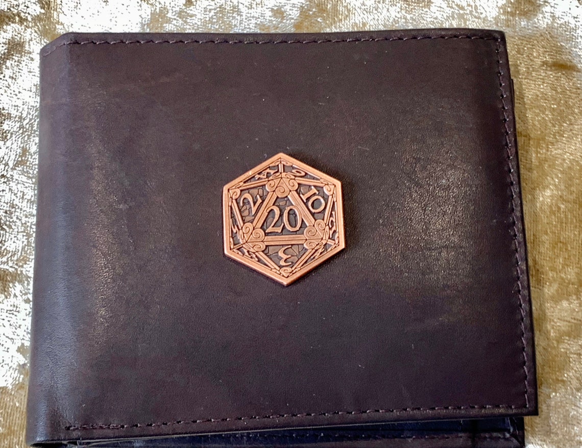 D20 Mens Brown Leather Wallet Dnd Gift for Dungeons and | Etsy