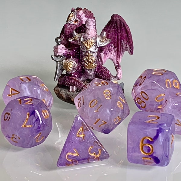 Dés Dungeons and Dragons D&D Poly Amethyst Dream pour les jeux RPG comme Dungeons and Dragons et Pathfinder, de superbes cadeaux pour les jeux RPG