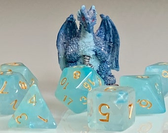 Dice Dungeons and Dragons DnD Poly Aquamarine for RPG Games like Dungeons and Dragons and Pathfinder great Gifts for RPG games