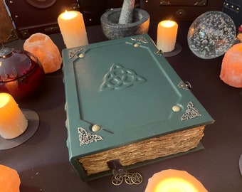 Celtic Charmed Leather Notebook  |  Tome  |  Grimoire  |  Spell Book - A4 LARGE  |  Fantasy DnD  |  Witchcraft  |  blank Deckled Parchment