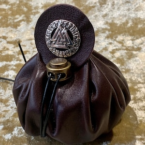 Viking Valknut Leather Dice Bag: D&D, RPG Dice Pouch