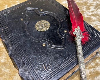 Journal Notebook, Tome, Grimoire, Spell Book - Leather  Fantasy DnD, Witchcraft, with Embellishments. blank with Deckled Parchment