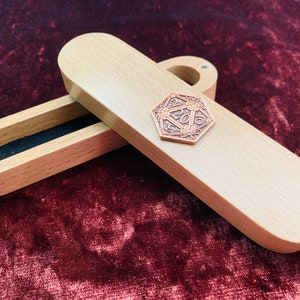D20 Dice Box, Dice Vault, Dice Tray and Holder for Dungeons and Dragons. DM Gift for DnD & Pathfinder. Solid Dark Wood Magnetic Close