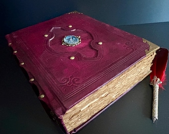 Fantasy Dragon Journal | Leather Spell Book | Grimoire Notebook | Embellished Tome | Blank Deckled Parchment Pages