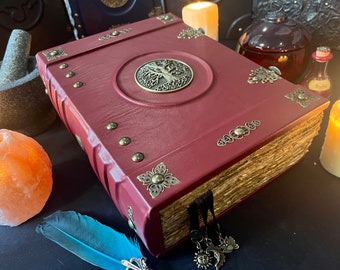 Tree of Life Leather Notebook  |  Tome  |  Grimoire  |  Spell Book - A4 LARGE  |  Fantasy DnD  |  Witchcraft  |  blank Deckled Parchment