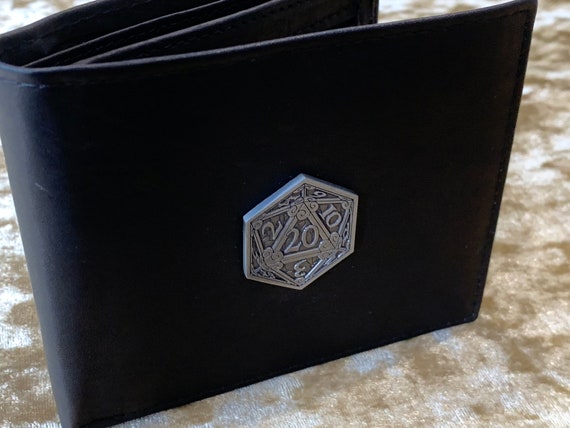 D20 Mens Black Leather Wallet With Coin Pouch Dnd Gift for - Etsy