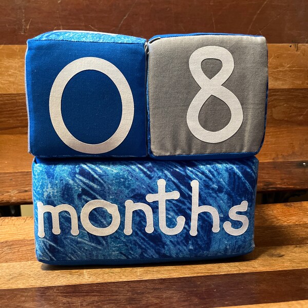 thumbnail image 2 of White Baby Monthly Milestone Blocks With Bag. Baby Age Blocks 2 of 10