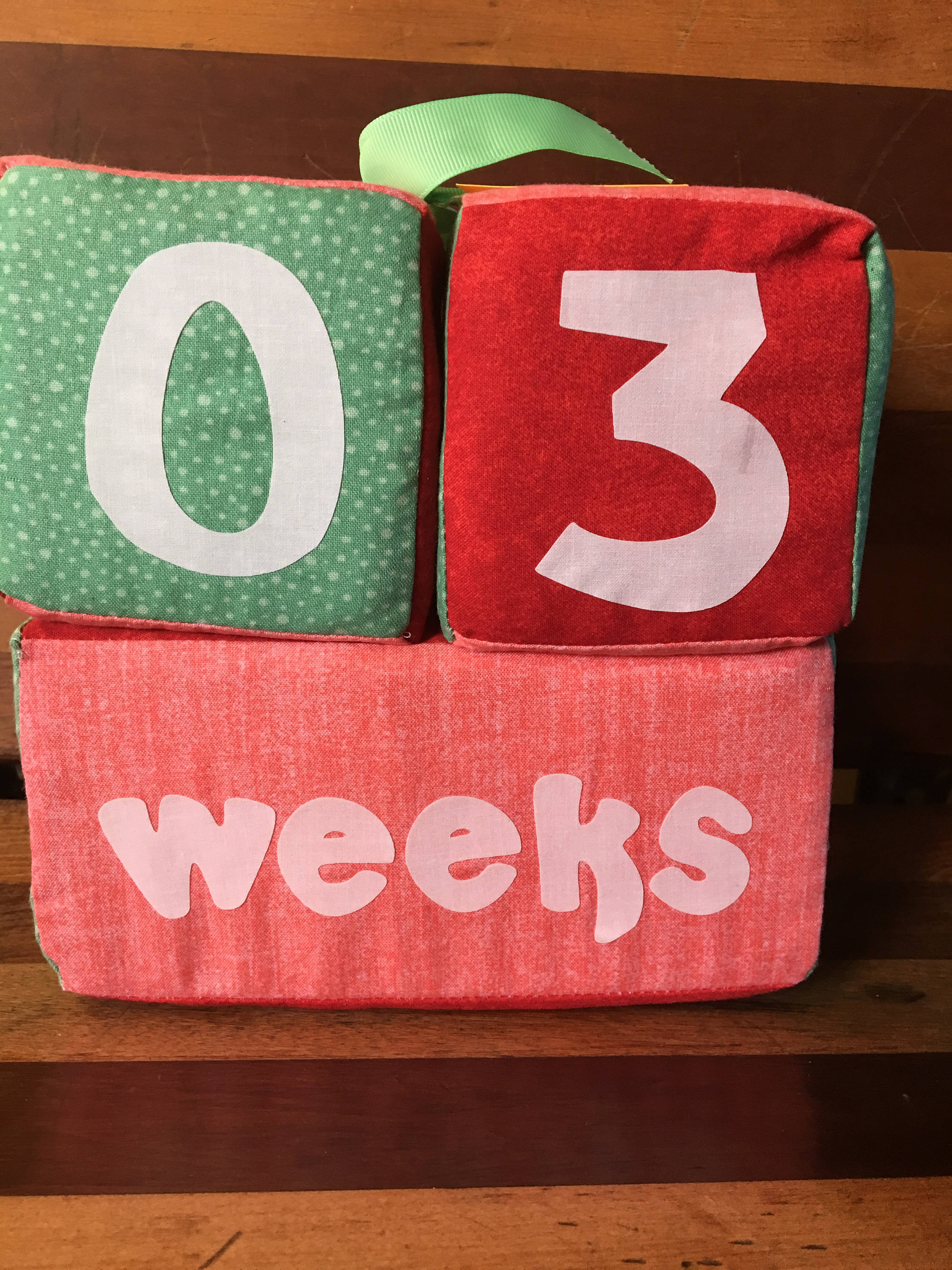 White Baby Monthly Milestone Blocks With Bag. Baby Age Blocks