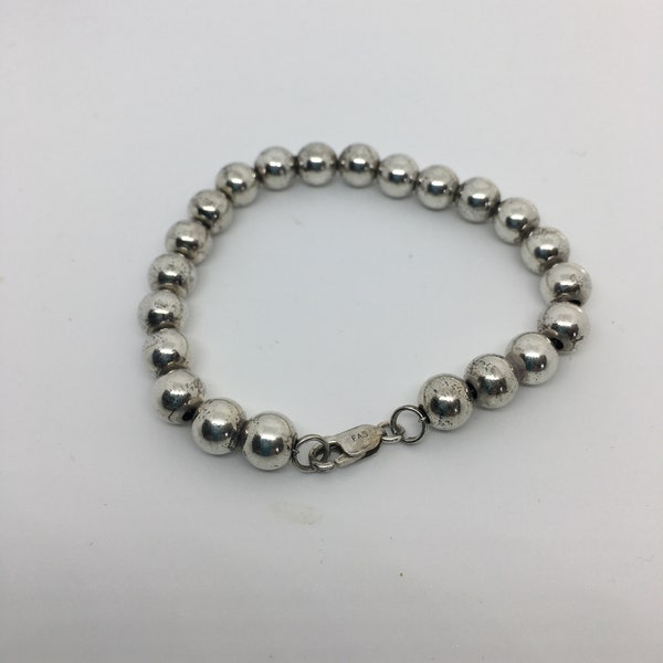 Beautiful, Bright and Shiny FAS Beaded 7" Bracelet 925 Sterling Silver. Valentine's Gift! Great Gift for Her! BB2053