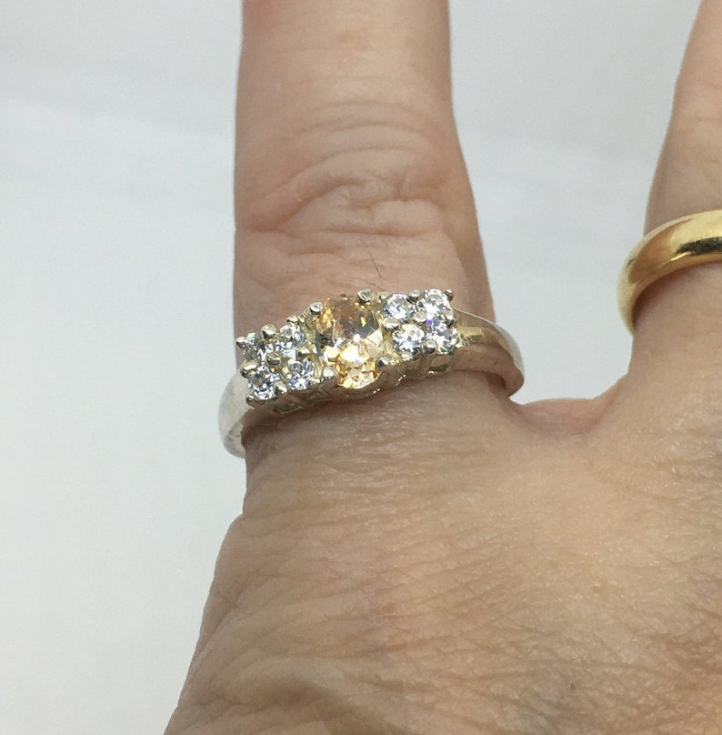 Great Gift for Mom! Gift for Her Spectacular sparkle Size 6.5 Sterling Silver Yellow and Clear CZ Ring SS202001