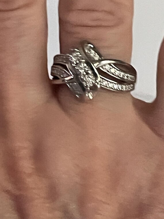 Sterling Silver CZ Statement Ring: Size 7.25 - image 7