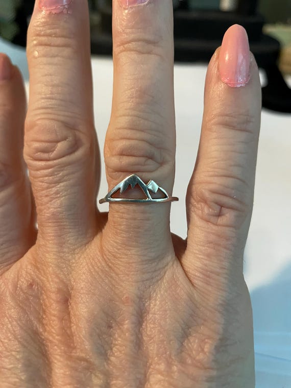 Minimalist Silver Mountain Ring - Stackable Desig… - image 4