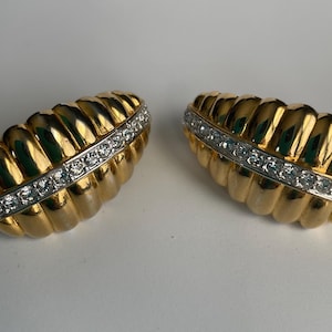 Vintage Nolan Miller Gold Tone and Rhinestones Clip On Earrings- Elegant & Glamorous. Brides! Bridesmaids. For the Collector!