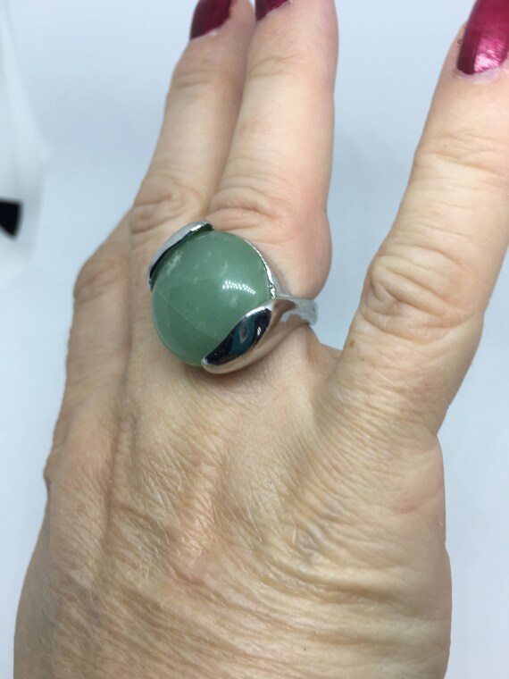 Jade Sterling Silver Statement Ring - Modernist S… - image 3