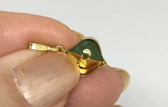 14K 1960's Diamond Solitaire Yellow Gold Pendant … - image 3