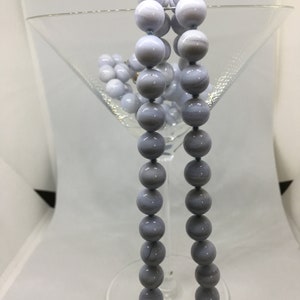 Lovely Agate Necklace. A String of light blue natural lace agate beads! Vintage Necklace. Great Gift for Her. CS1004