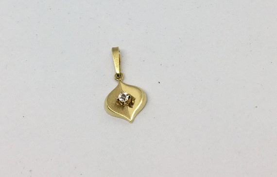 14K 1960's Diamond Solitaire Yellow Gold Pendant … - image 10
