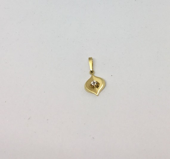 14K 1960's Diamond Solitaire Yellow Gold Pendant … - image 2
