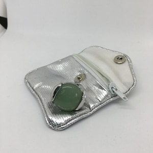 Unique Jade Sterling Silver Statement Ring with Pouch Size 6 - Modernist Style  - Bold Design! Great Gift for her! 202036