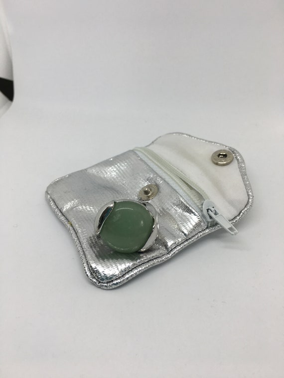 Jade Sterling Silver Statement Ring - Modernist S… - image 1