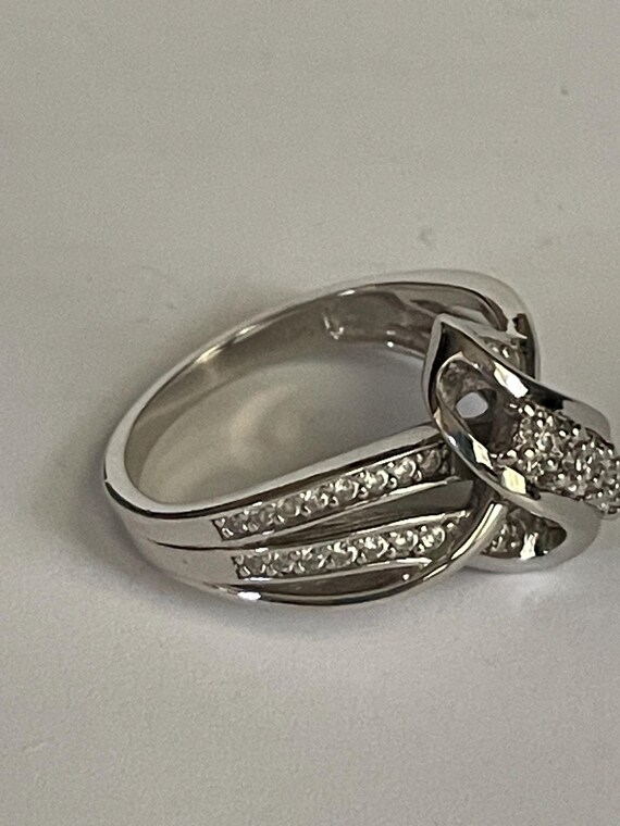 Sterling Silver CZ Statement Ring: Size 7.25 - image 6