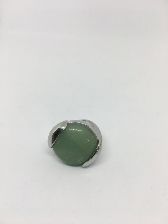 Jade Sterling Silver Statement Ring - Modernist S… - image 2