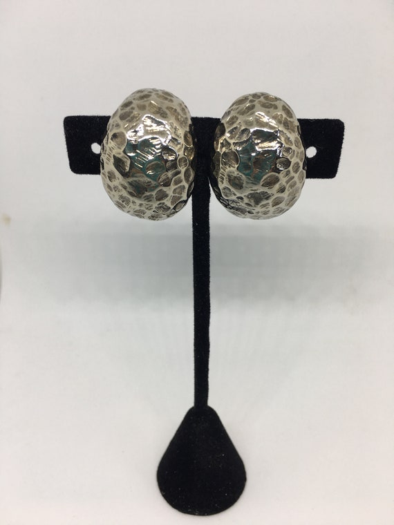 Vintage 80's Silver Norma Jean Clip On Earrings. … - image 2