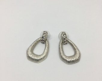 Vintage Oscar de la Renta Silver Plated Dangle Earrings
