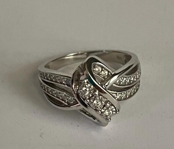 Sterling Silver CZ Statement Ring: Size 7.25 - image 5