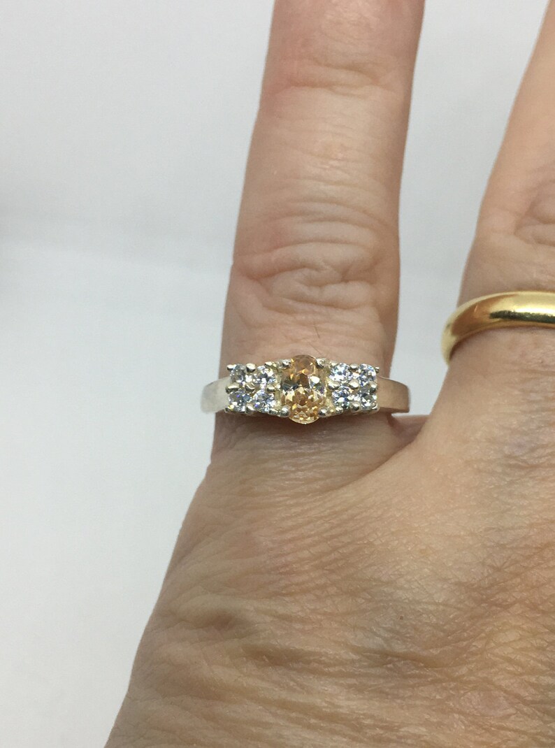 Great Gift for Mom! Gift for Her Spectacular sparkle Size 6.5 Sterling Silver Yellow and Clear CZ Ring SS202001