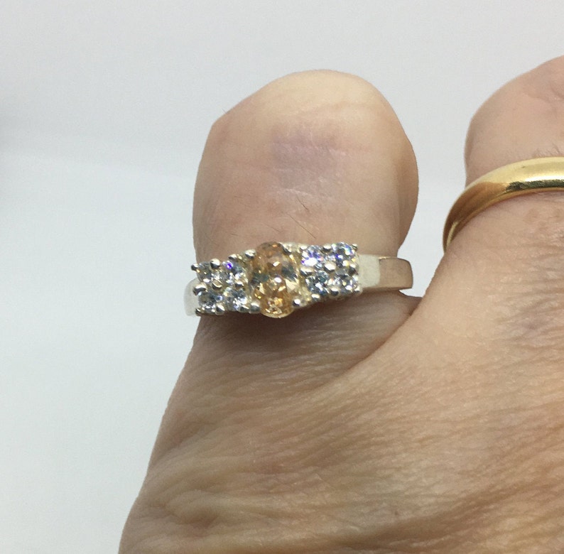 Great Gift for Mom! Gift for Her Spectacular sparkle Size 6.5 Sterling Silver Yellow and Clear CZ Ring SS202001