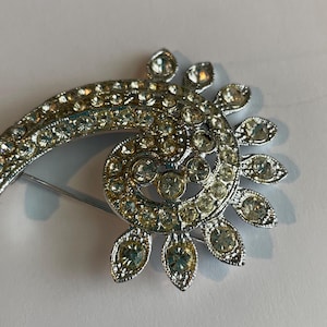 Art Nouveau Silver Tone Rhinestone Statement Brooch / Pin.  Celebrities! Brooch! Gift for Her!