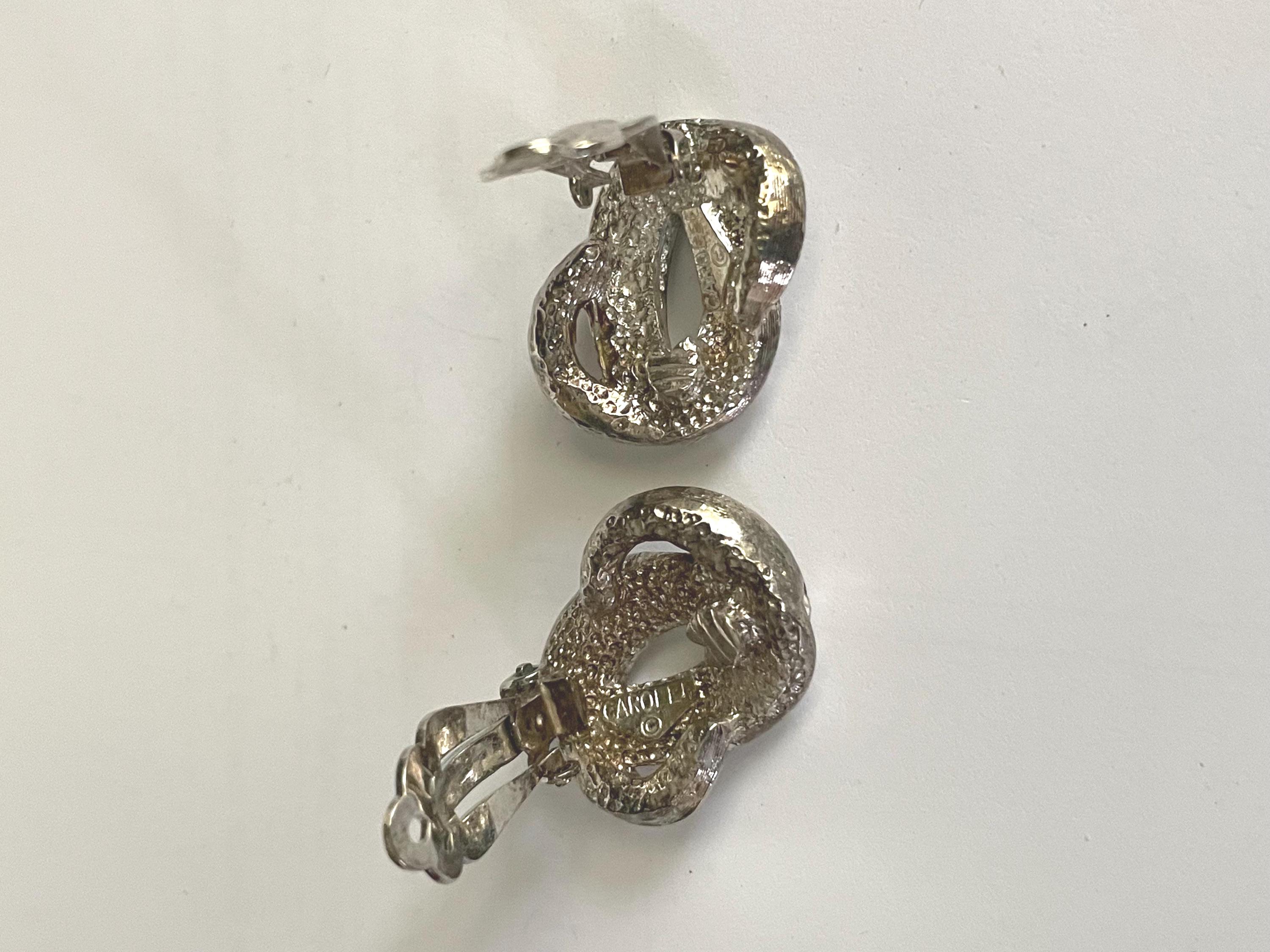 Boucles d'oreilles vintage années 80 clip avec strass et