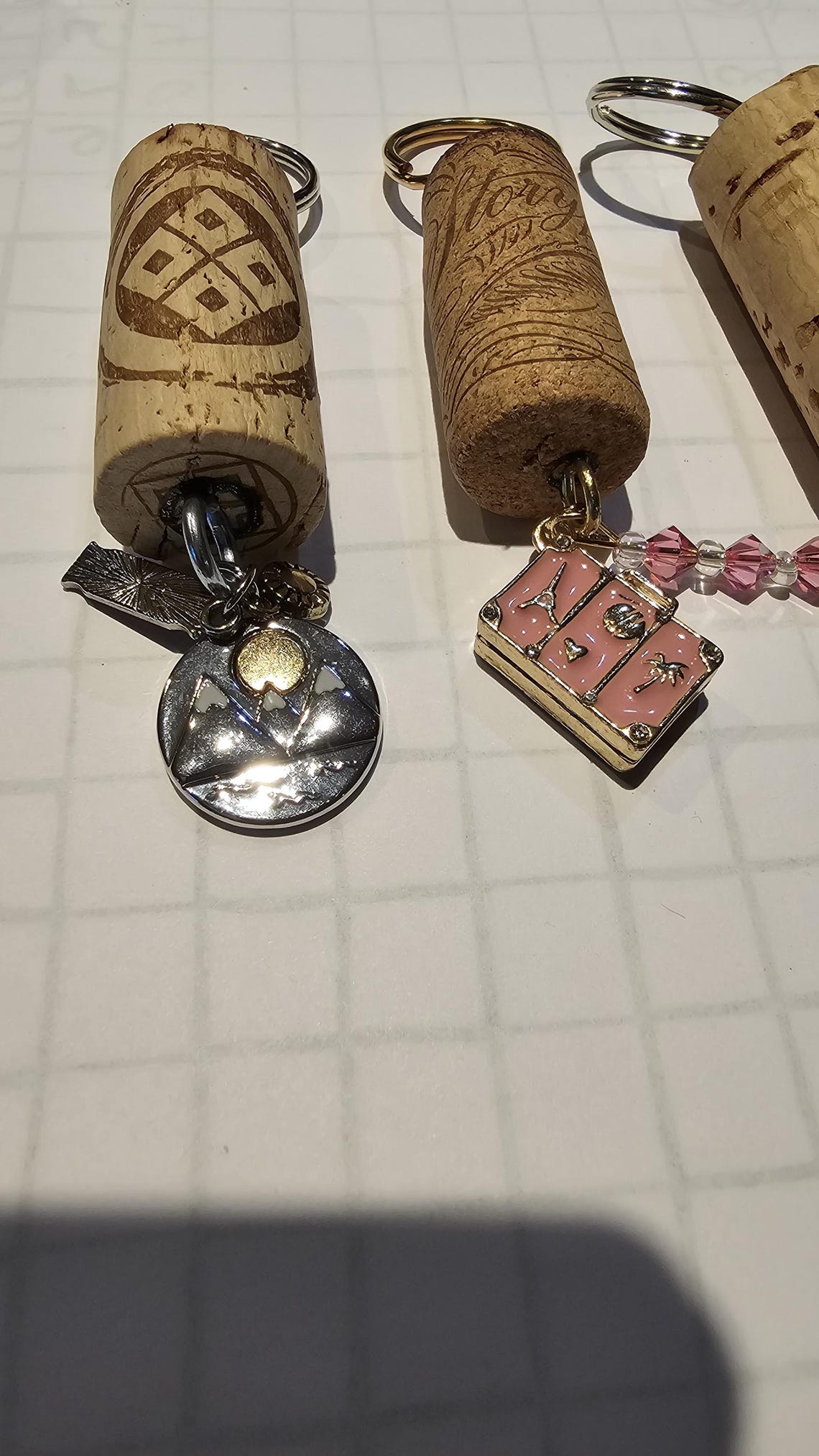 Travel Inspired Charms on Wine Cork Keychains - Etsy