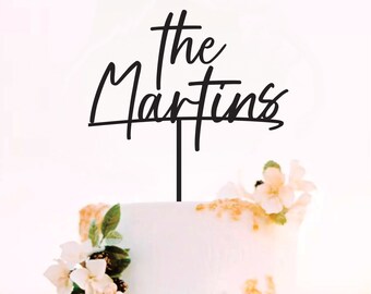 Boho Wedding Cake Topper ~ Acrylic Minimalist Wedding Cake Topper Handwritten Script Font - PP33