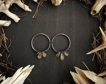 Raw Citrine Ear Weights Tunnel Hangers Stretched Ears Crystal Weights Post Apocalyptic