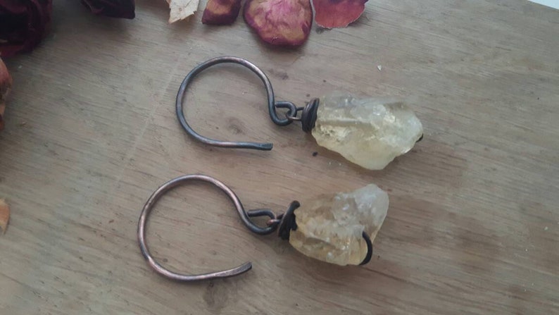 Raw Citrine Ear Weights  Tunnel Hangers  Stretched Ears  Crystal Weights  Post Apocalyptic