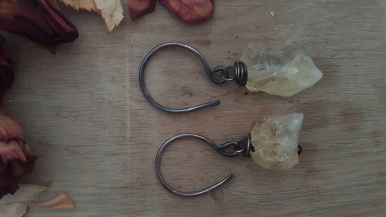 Raw Citrine Ear Weights Tunnel Hangers Stretched Ears Crystal Weights Post Apocalyptic