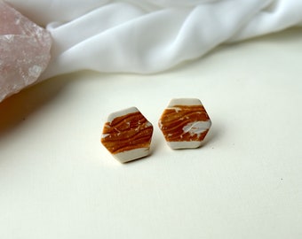 Desert Stud Earrings, Marbled Jewelry Handmade with Clay, Desert Jewelry for Bohemian Southwest Woman, Aesthetic Stud Earrings