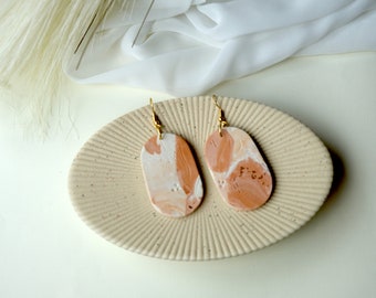 Sedona Sunset Earrings, Marbled Terrazzo Jewelry Handmade with Clay, Desert Rose Jewelry for Bohemian Woman, Gold Aesthetic Earrings