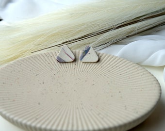 Marble Earrings, Textured Unique Stud Earrings, Super Light Clay