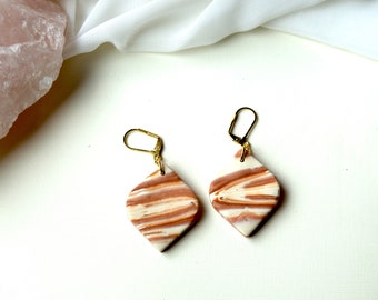 Sedona Red Rock Earrings, Faux Agate Jewelry Handmade with Clay, Desert Red Jewelry for Bohemian Southwest Woman, Gold Aesthetic Earrings