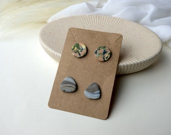 Funky Stud Earrings for Aesthetic Jewelry Collection, Homemade with Super Light Clay, Cool Colorful Stud Earrings for Back to School Fashion