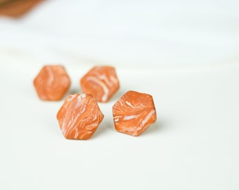 Desert Stud Earrings, Marbled Jewelry Handmade with Clay, Desert Jewelry for Bohemian Southwest Woman, Aesthetic Stud Earrings